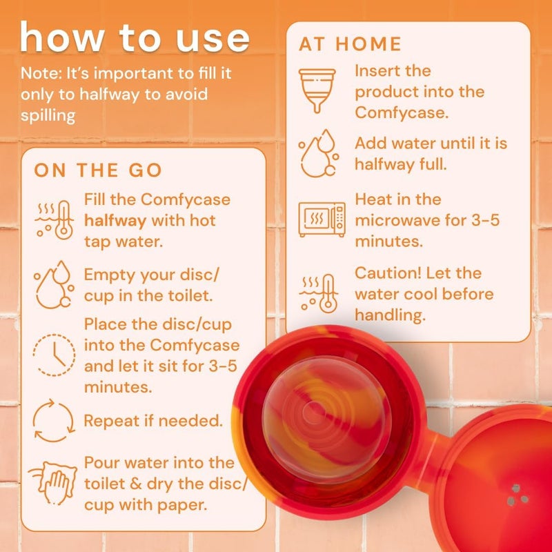 Bodyotics Comfycase - Menstrual Disc/Cup Wash Case - Orange & Red - Sterilizer, Wash, and Carrying Case for Reusable Discs & Cups - Image 4